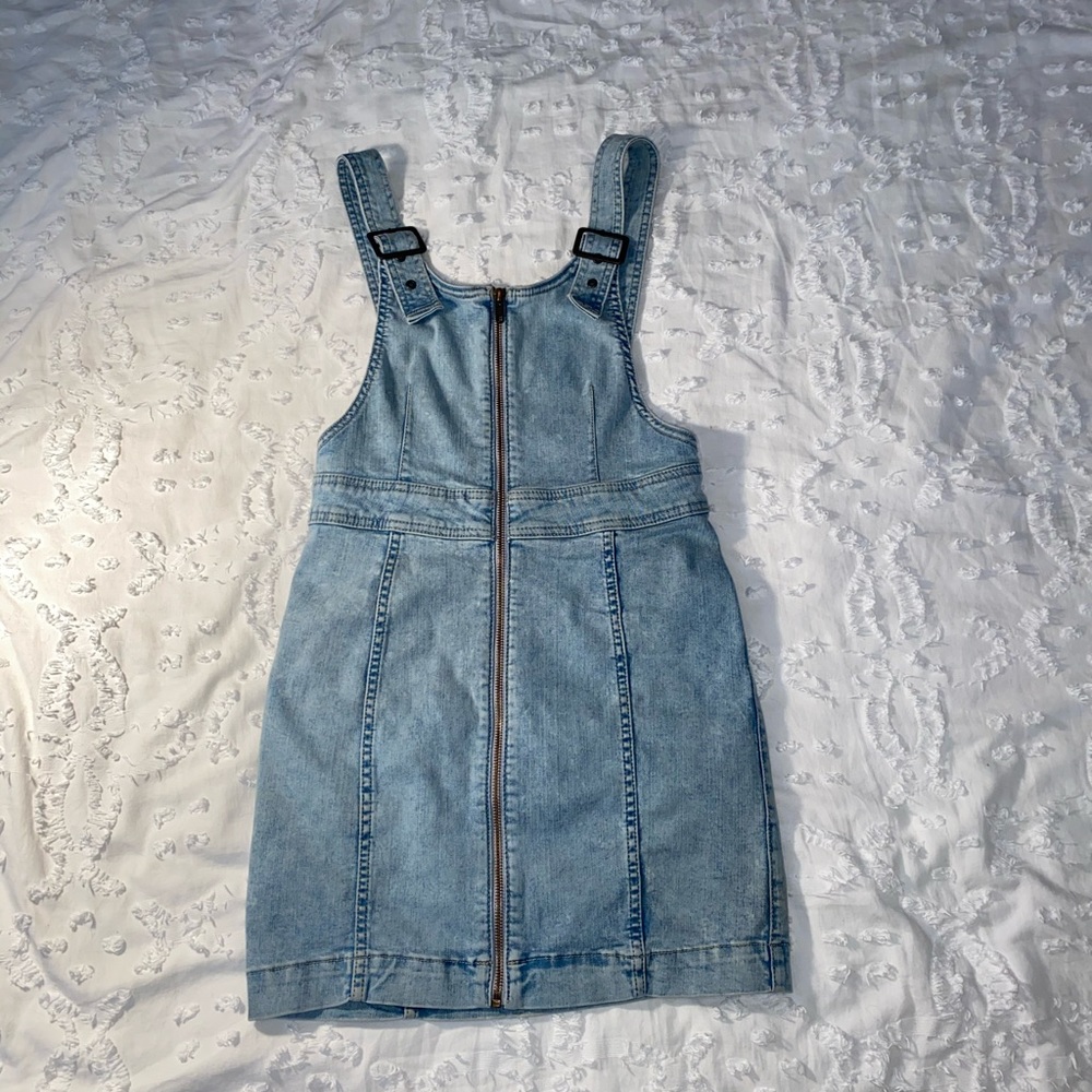 Free People Denim Overalls Mini Dress